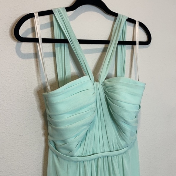 David’s Bridal Y-Neck Ruched Bodice Short Dress 4 - Picture 3 of 14